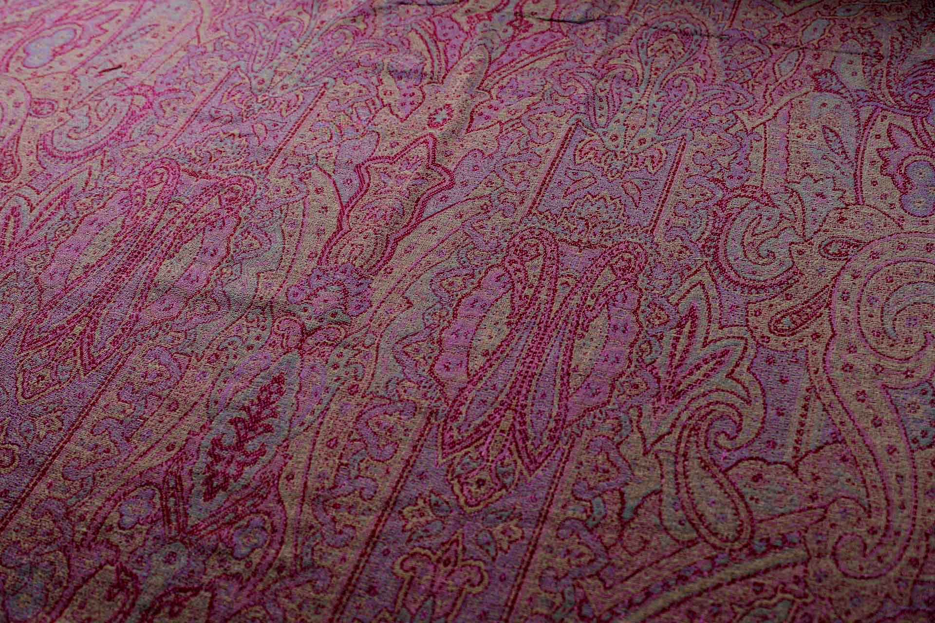 Paisley Wool Challis - Burgundy, Olive and Dusty Blue fabric, image 3 of 7