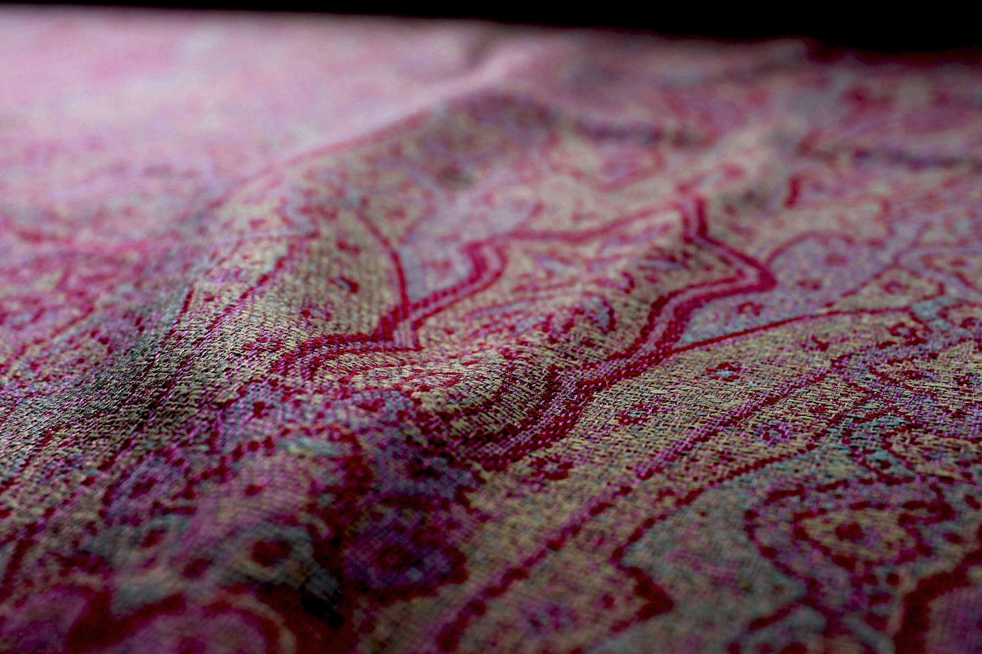 Paisley Wool Challis - Burgundy, Olive and Dusty Blue fabric, image 6 of 7