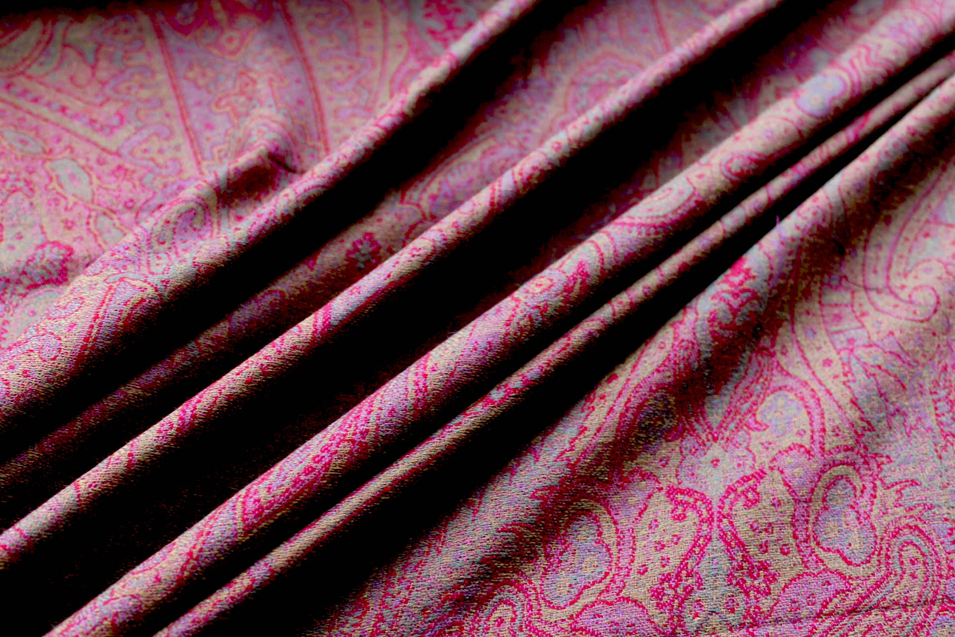 Paisley Wool Challis - Burgundy, Olive and Dusty Blue fabric, image 7 of 7