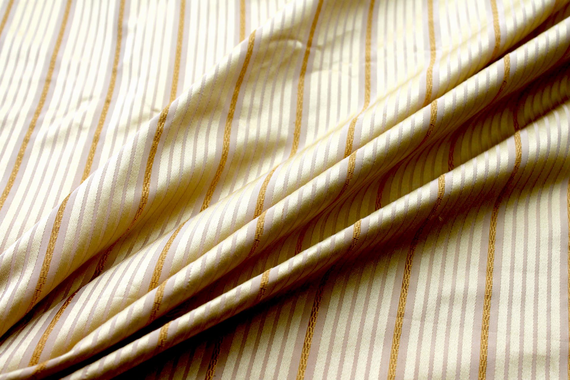 Pale Yellow and Gold Multi Stripe Silk Brocade fabric, image 2 of 6