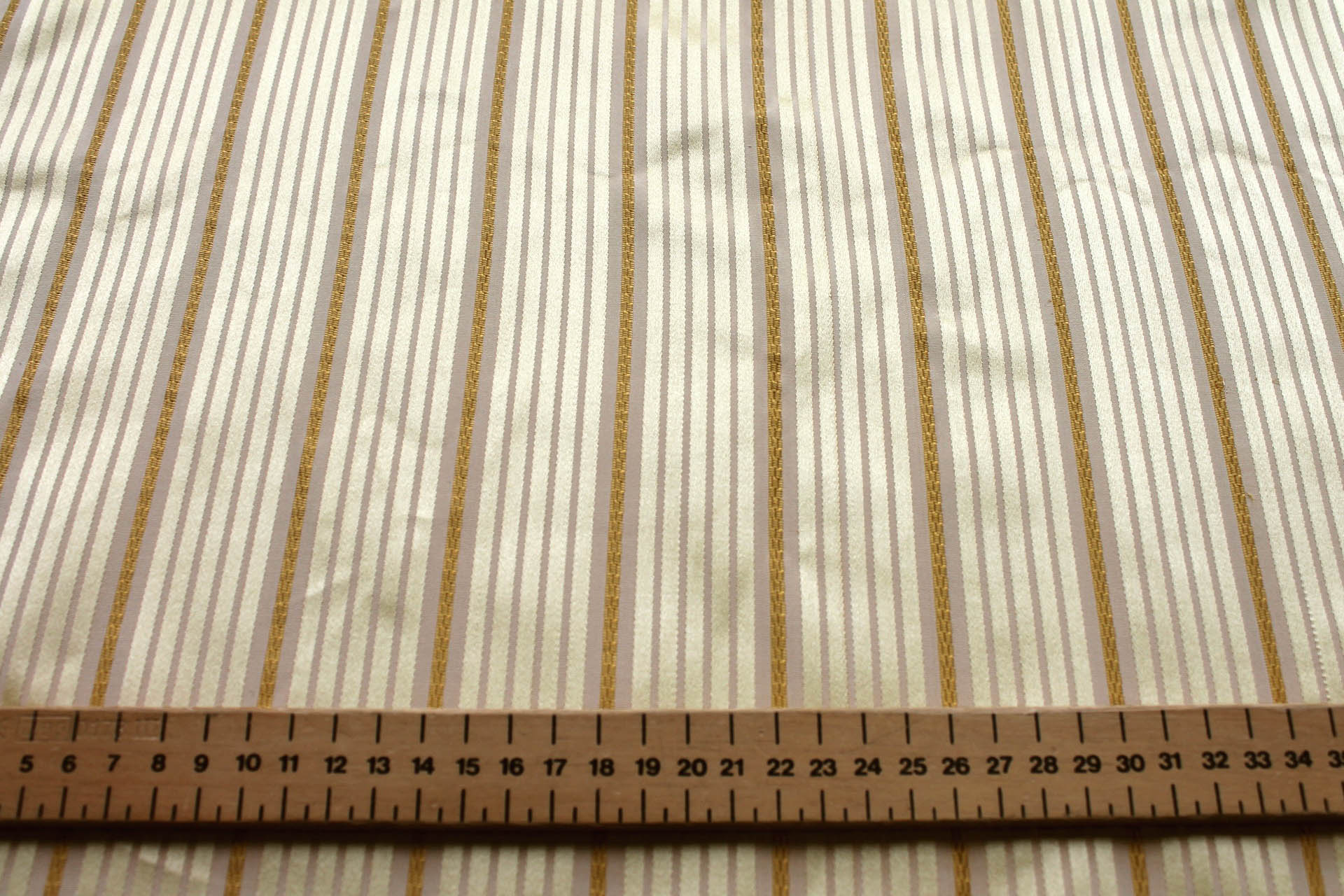 Pale Yellow and Gold Multi Stripe Silk Brocade fabric, image 3 of 6