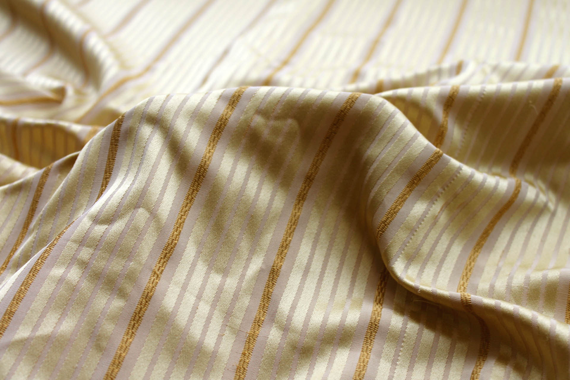 Pale Yellow and Gold Multi Stripe Silk Brocade fabric, image 4 of 6