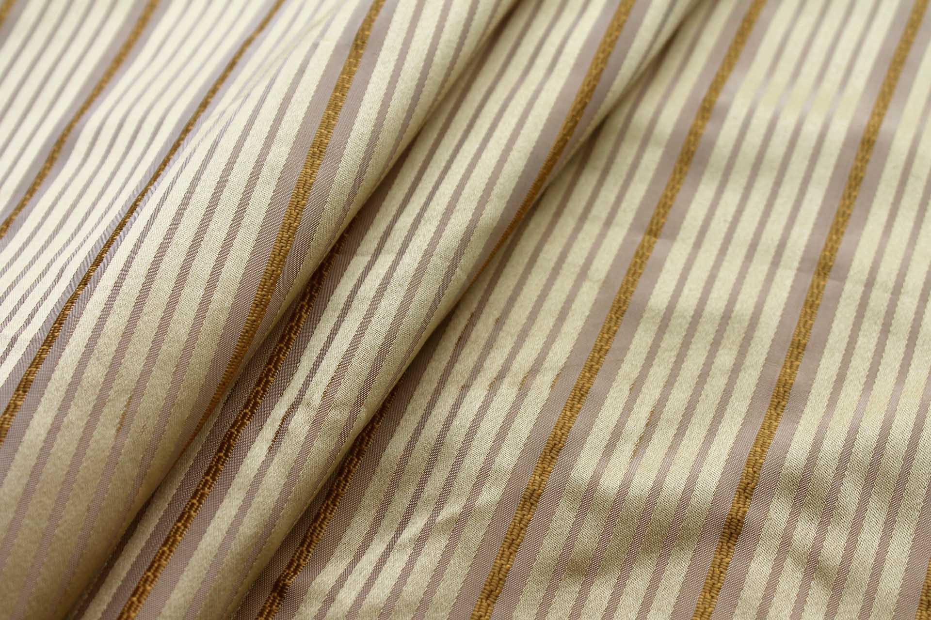Pale Yellow and Gold Multi Stripe Silk Brocade fabric, image 5 of 6