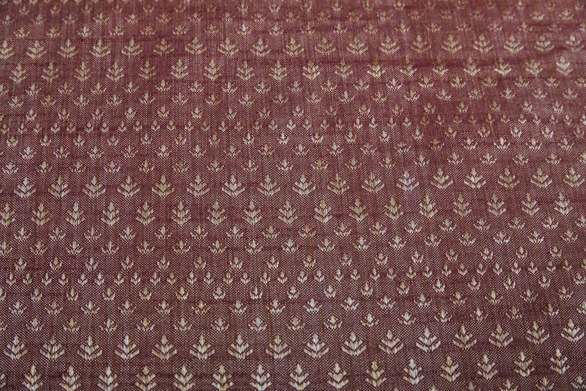 Pale Gold and Burgundy Soft Indian Brocade fabric, image 2 of 11