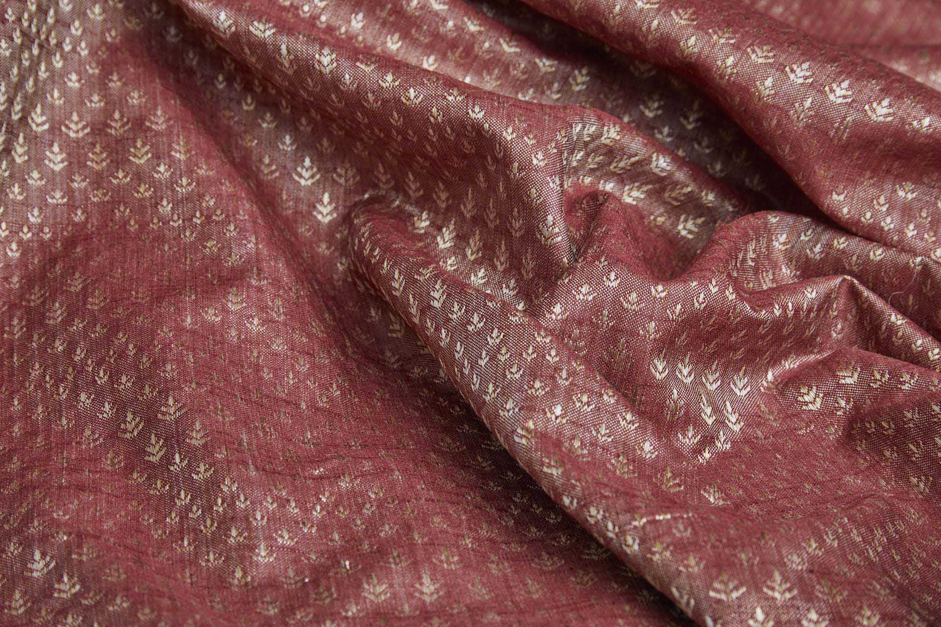 Pale Gold and Burgundy Soft Indian Brocade fabric, image 10 of 11