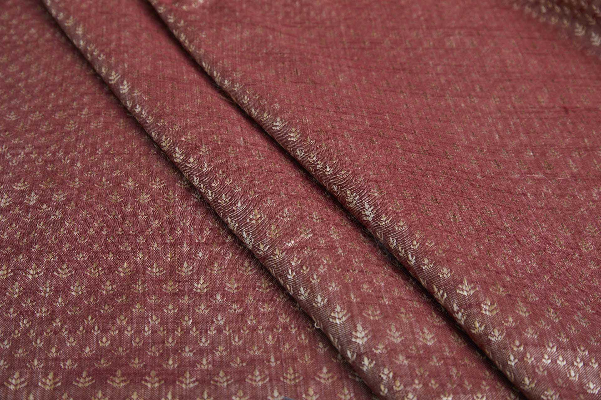Pale Gold and Burgundy Soft Indian Brocade fabric, image 11 of 11