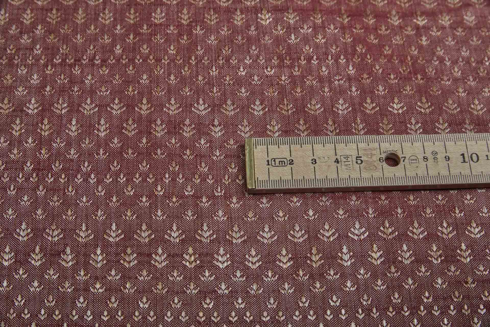 Pale Gold and Burgundy Soft Indian Brocade fabric, image 3 of 11