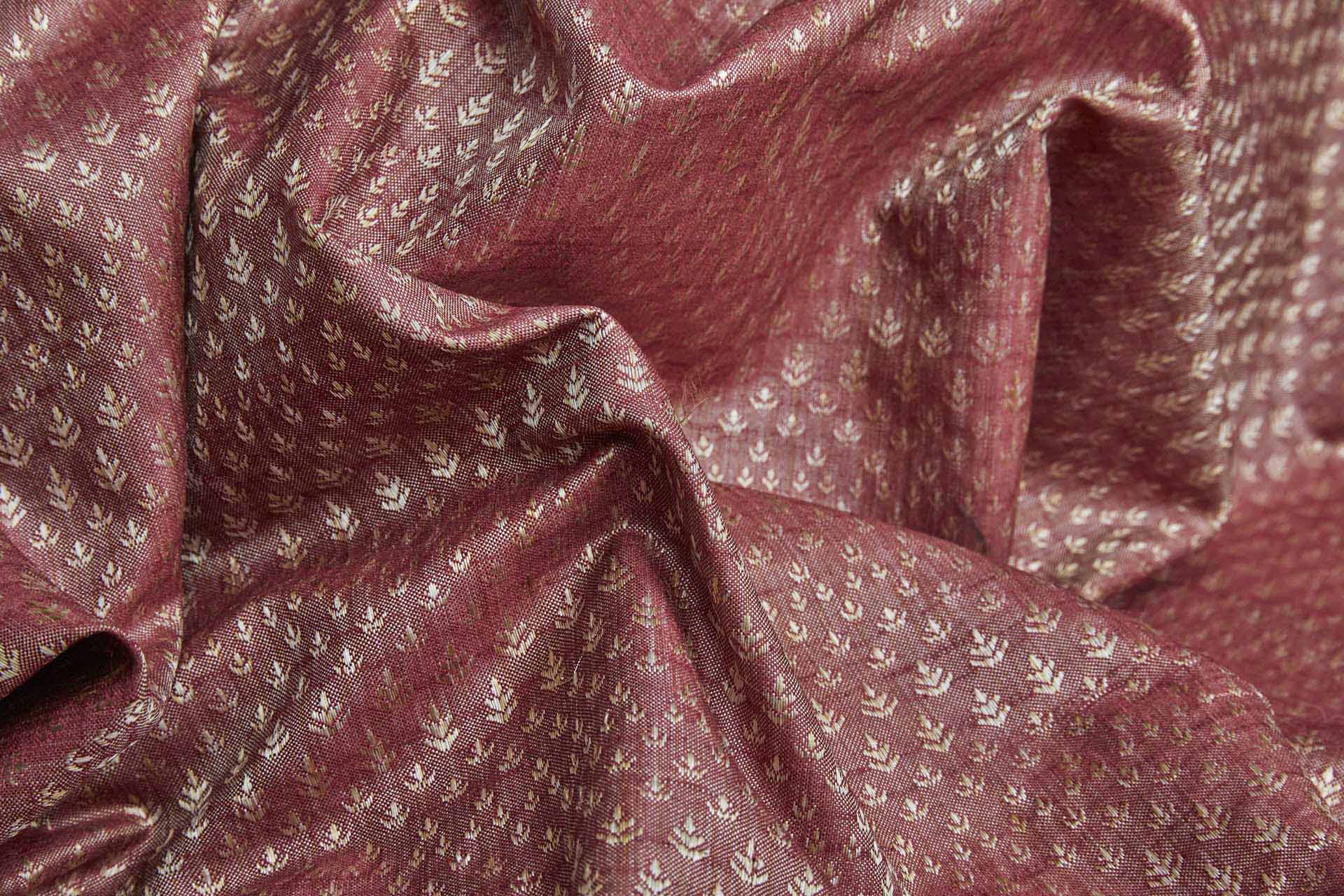 Pale Gold and Burgundy Soft Indian Brocade fabric, image 6 of 11
