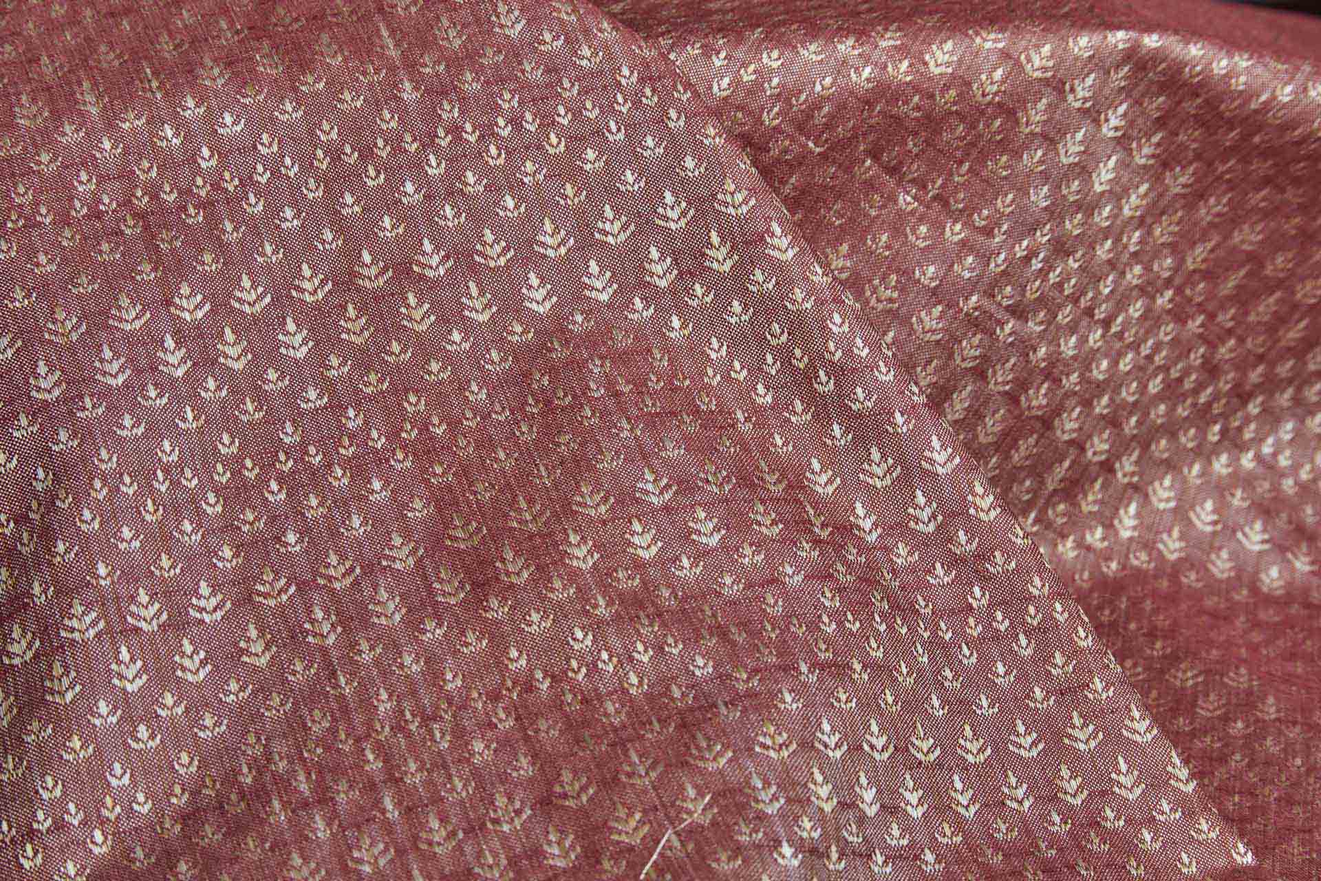 Pale Gold and Burgundy Soft Indian Brocade fabric, image 7 of 11