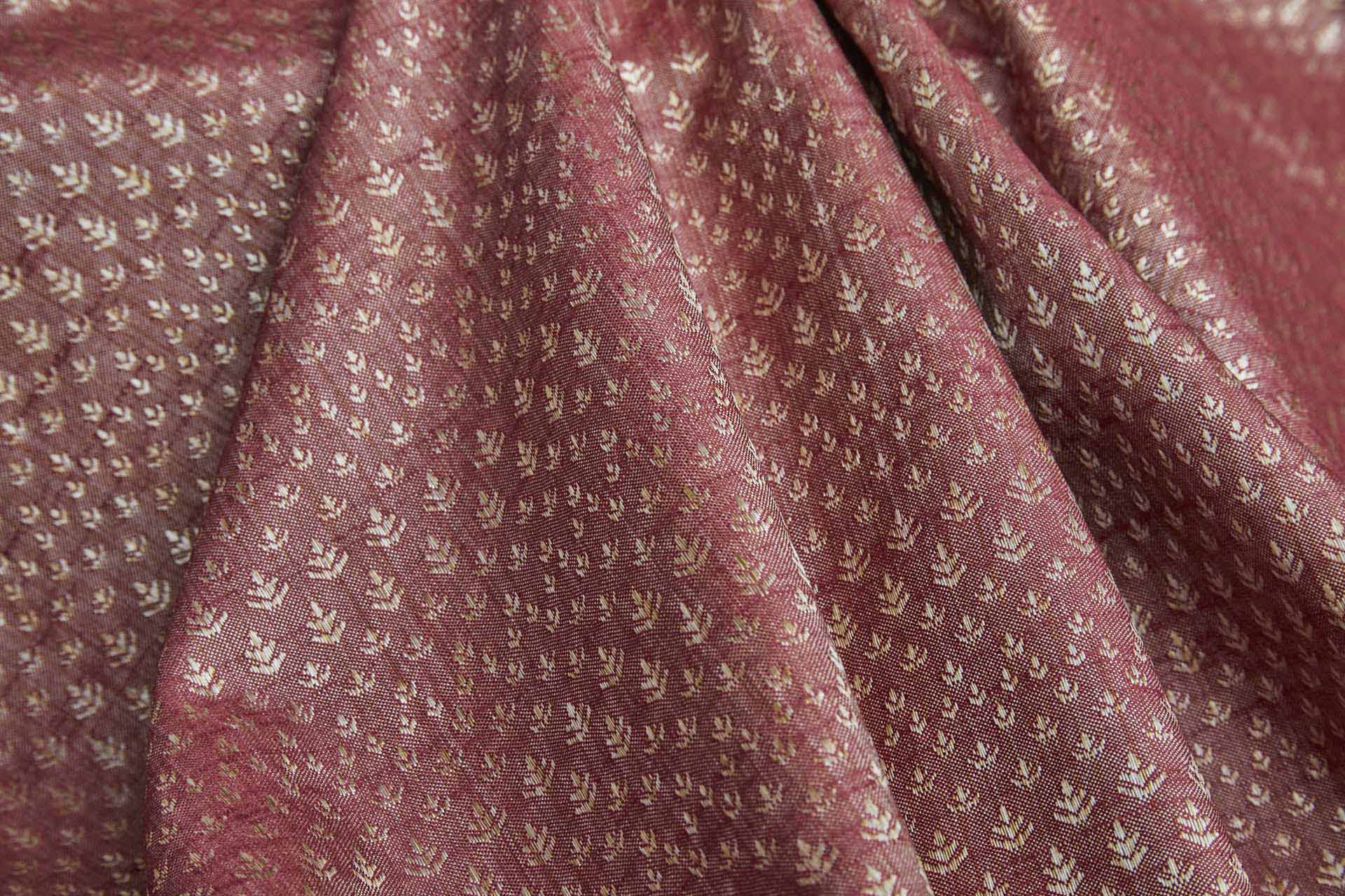 Pale Gold and Burgundy Soft Indian Brocade fabric, image 8 of 11