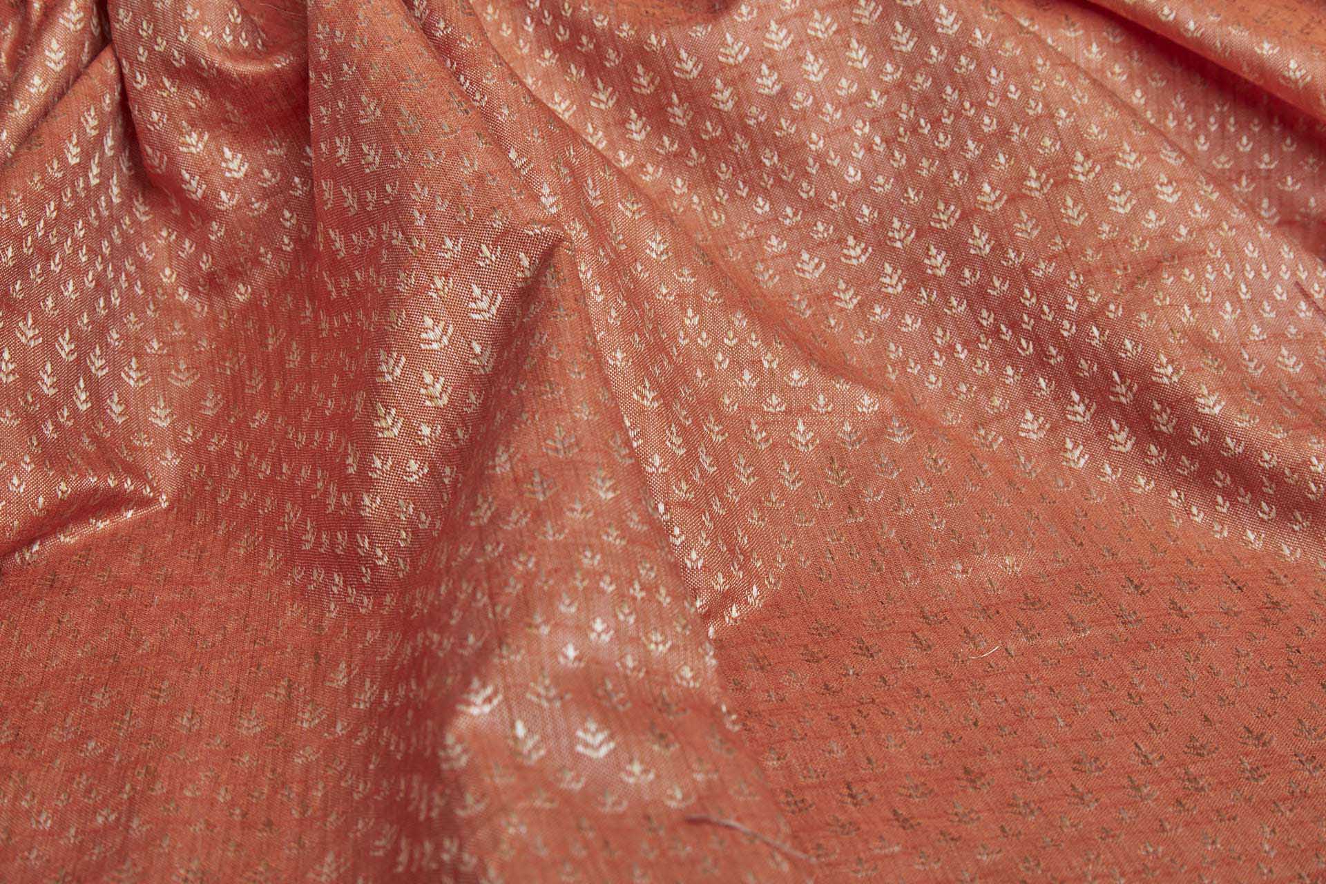 Pale Gold and Rich Orange Soft Indian Brocade fabric, image 6 of 8