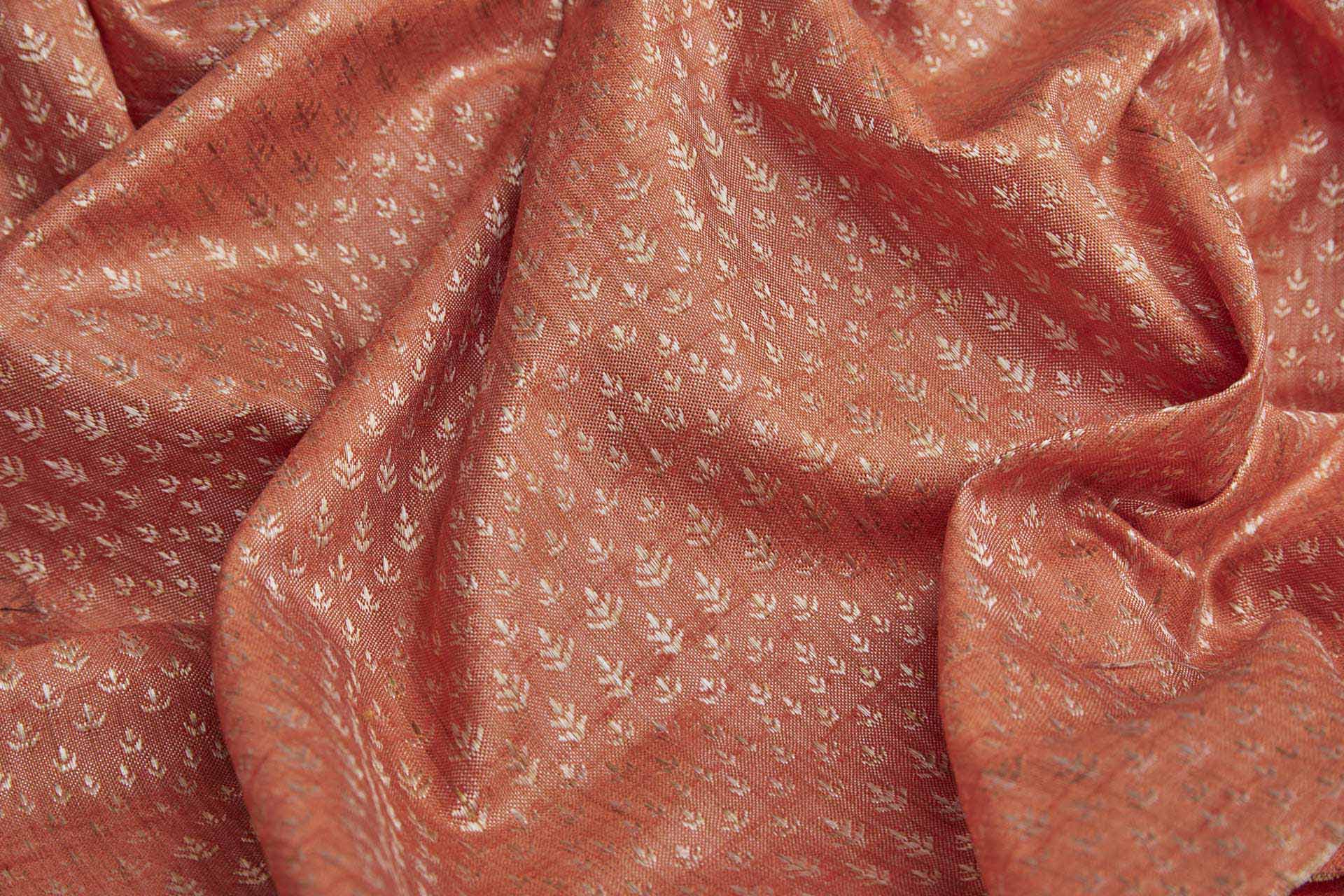 Pale Gold and Rich Orange Soft Indian Brocade fabric, image 7 of 8