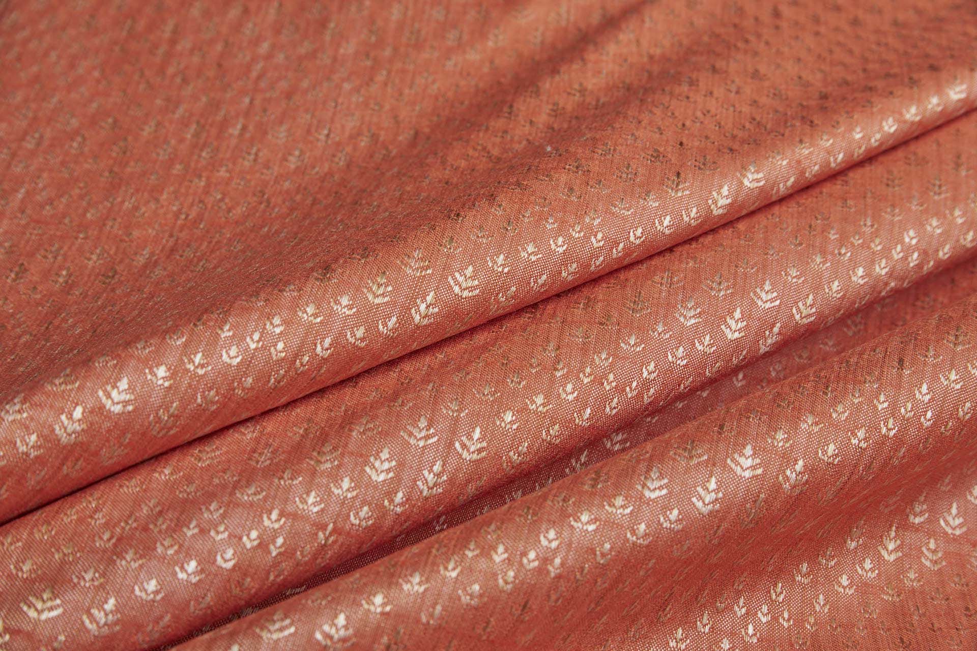 Pale Gold and Rich Orange Soft Indian Brocade fabric