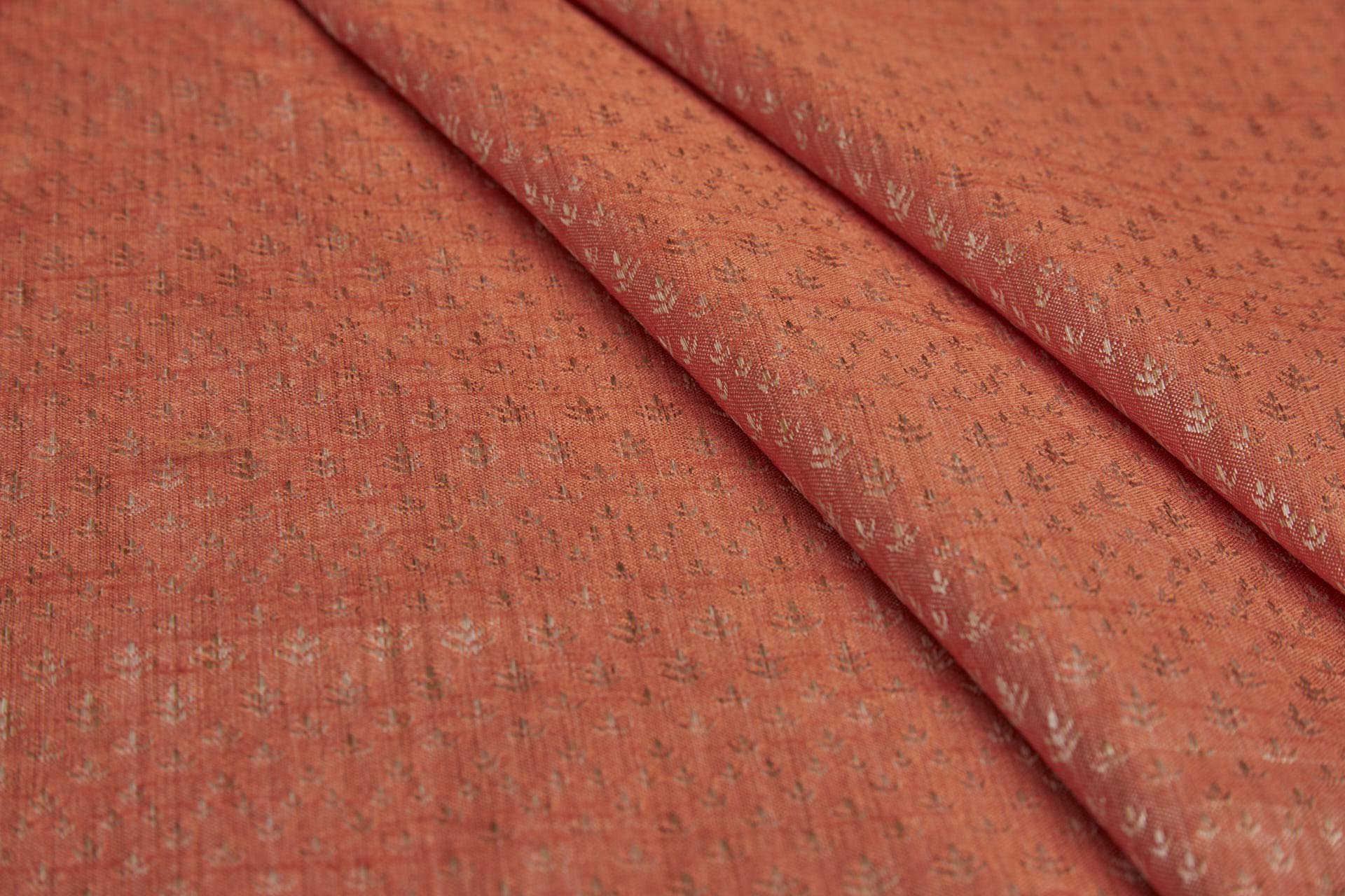 Pale Gold and Rich Orange Soft Indian Brocade fabric, image 8 of 8