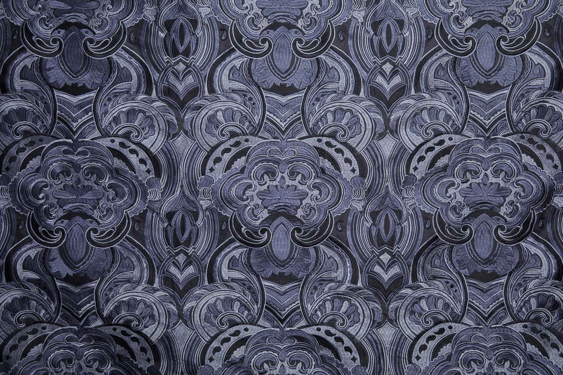 Heavy Swirl Embroidered Poly Dupion - Charcoal fabric, image 2 of 10