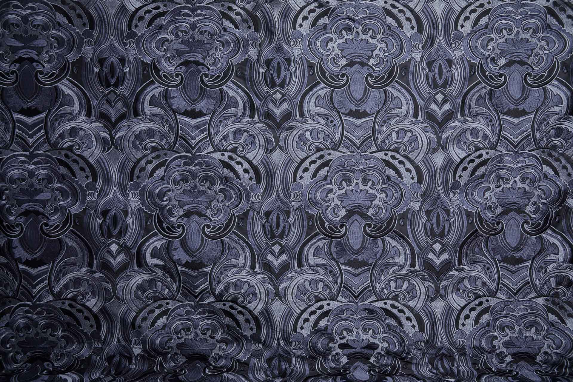 Heavy Swirl Embroidered Poly Dupion - Charcoal fabric, image 3 of 10