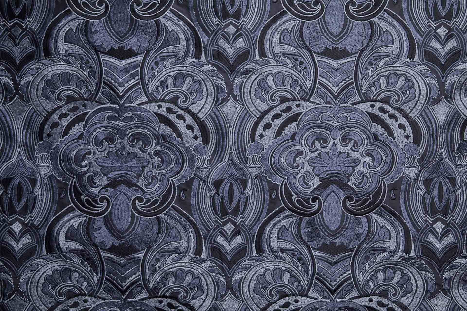 Heavy Swirl Embroidered Poly Dupion - Charcoal fabric, image 4 of 10