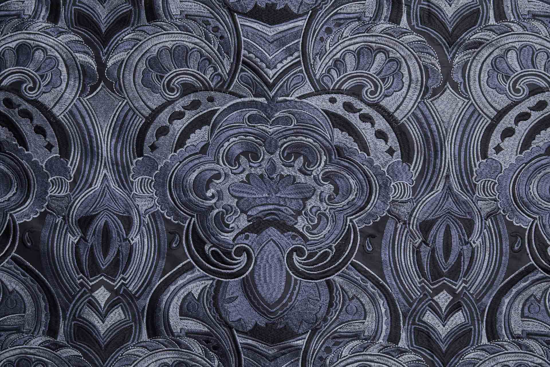 Heavy Swirl Embroidered Poly Dupion - Charcoal fabric, image 5 of 10