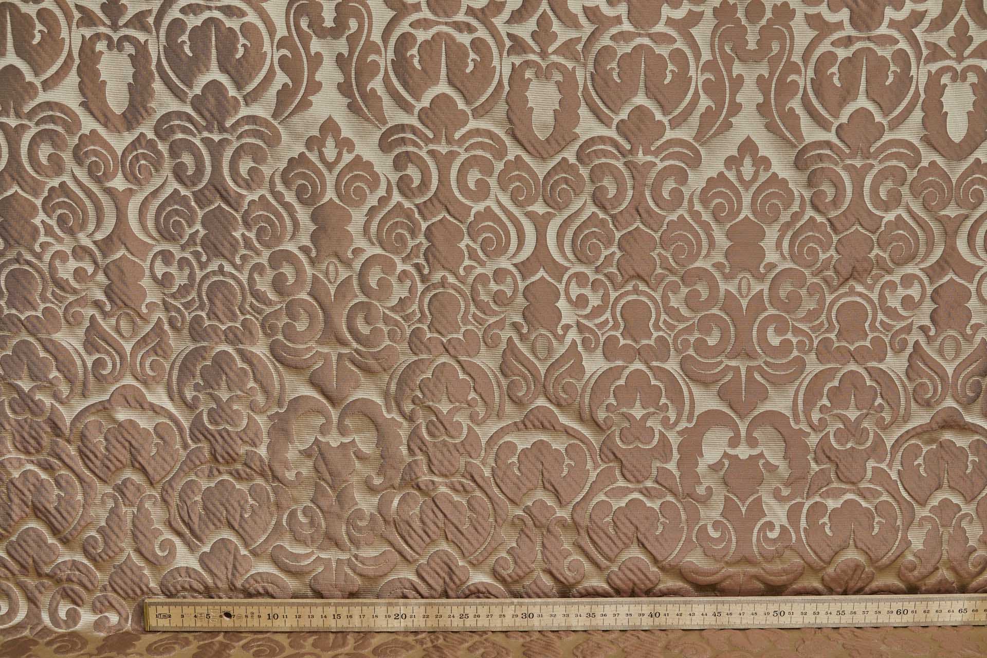 Large Scale Cloaqué Style Brocade - Tea Rose and Pale gold fabric, image 5 of 12