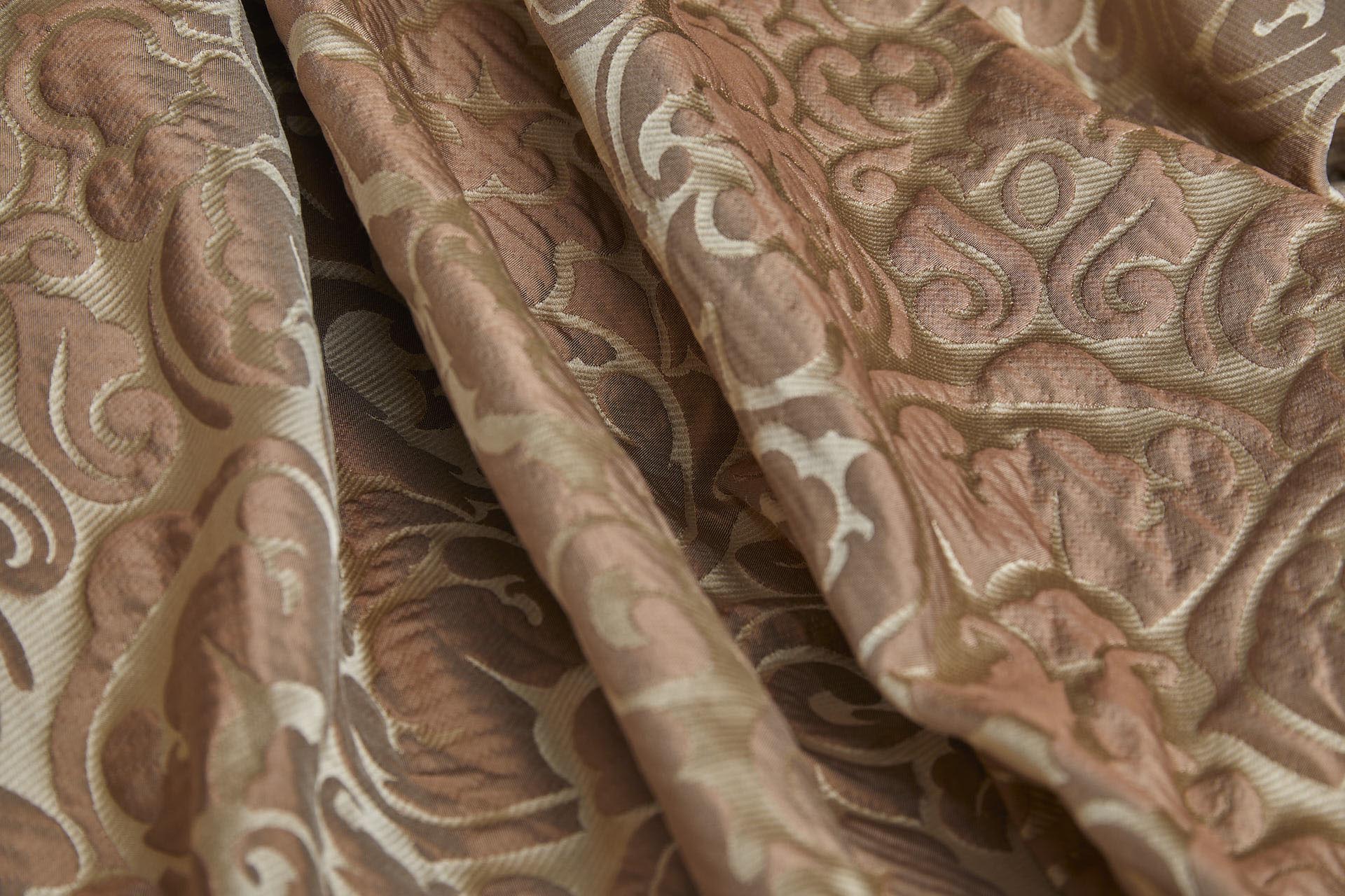 Large Scale Cloaqué Style Brocade - Tea Rose and Pale gold fabric, image 7 of 12