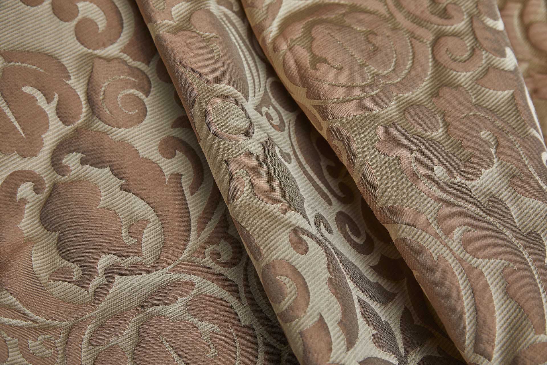 Large Scale Cloaqué Style Brocade - Tea Rose and Pale gold fabric, image 9 of 12