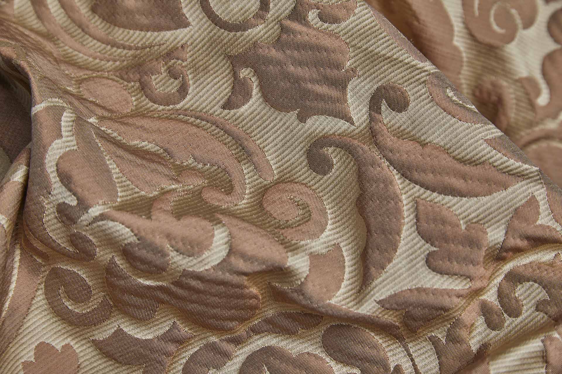 Large Scale Cloaqué Style Brocade - Tea Rose and Pale gold fabric, image 10 of 12