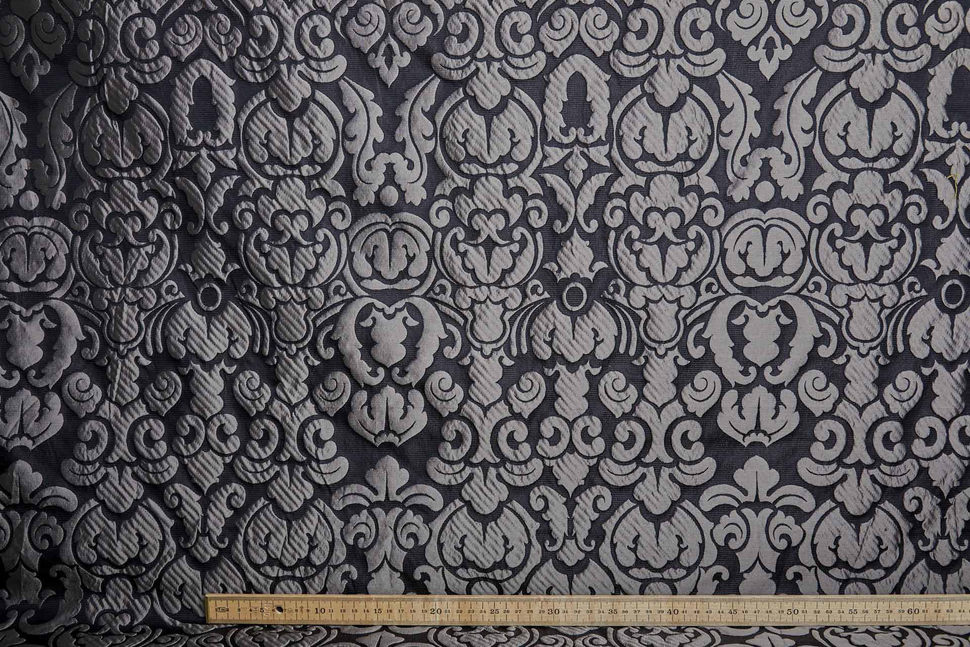 Large Scale Cloaqué Style Brocade - Black and Grey fabric, image 5 of 10