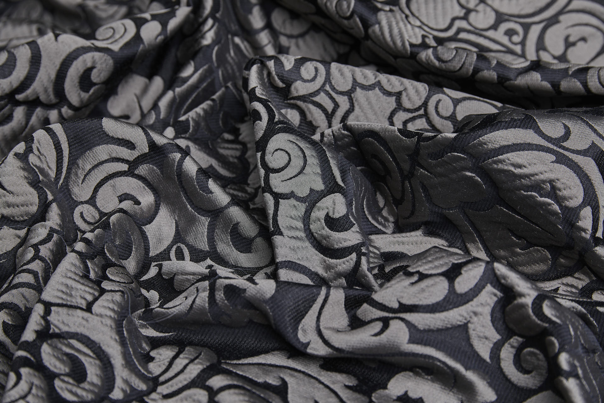 Large Scale Cloaqué Style Brocade - Black and Grey fabric, image 6 of 10