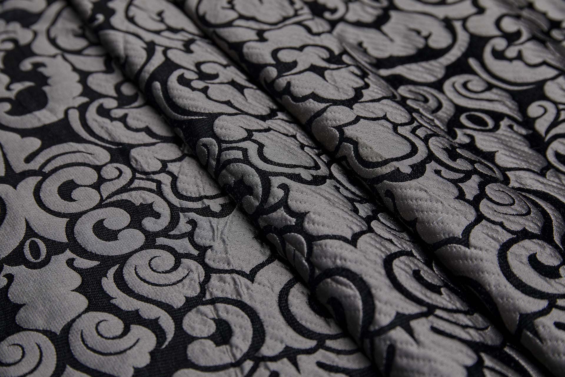Large Scale Cloaqué Style Brocade - Black and Grey fabric