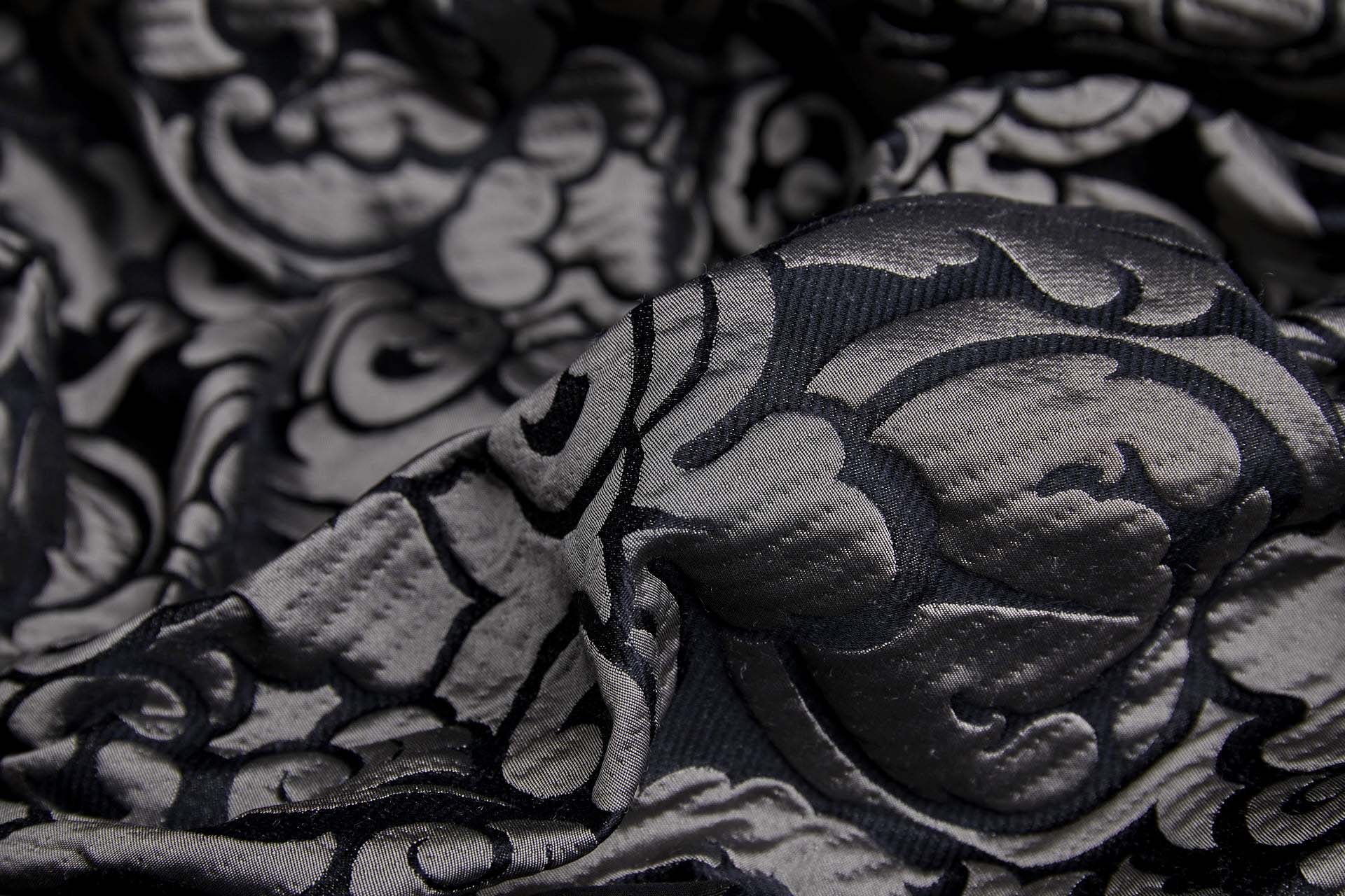 Large Scale Cloaqué Style Brocade - Black and Grey fabric, image 10 of 10