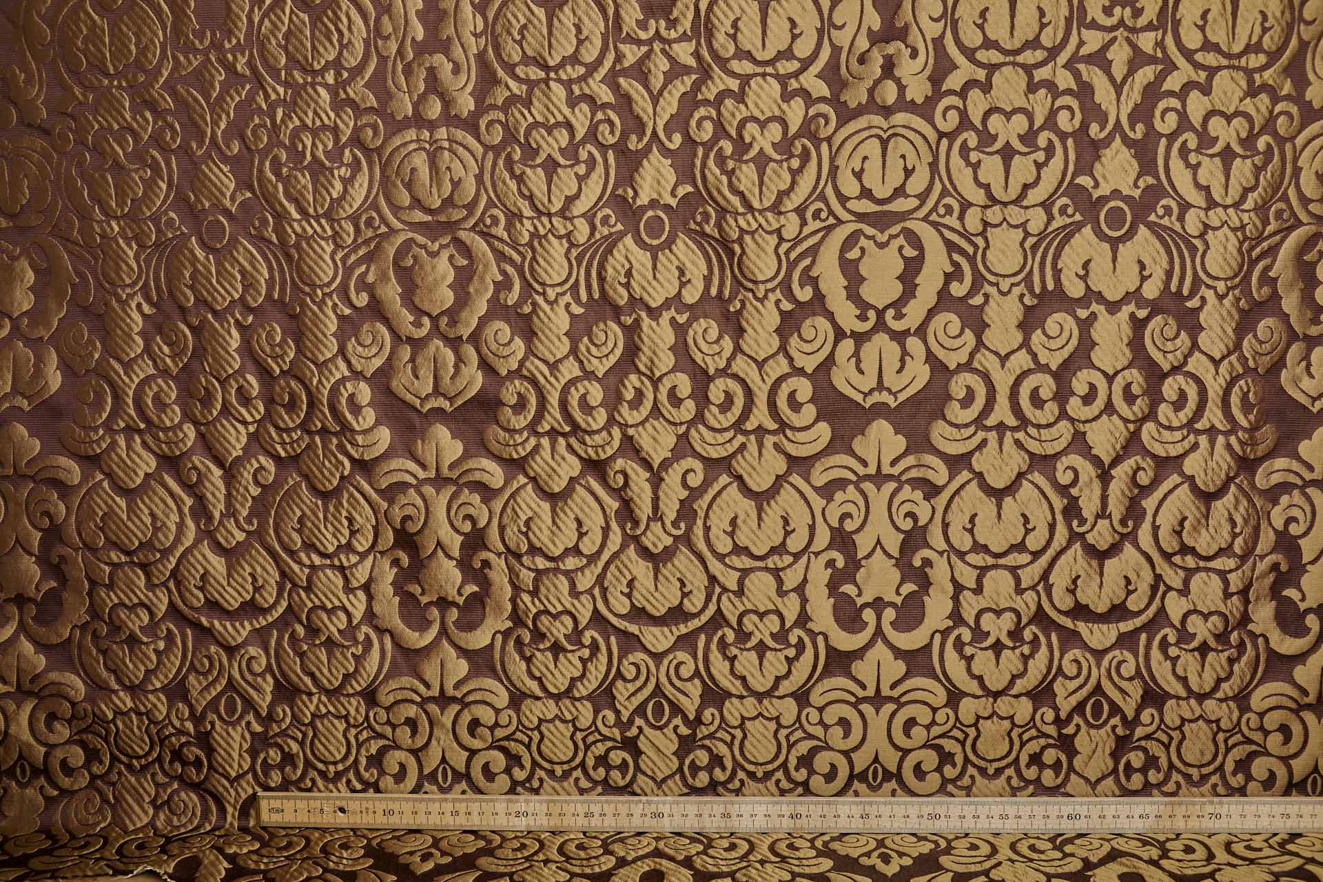 Large Scale Cloaqué Style Brocade - Maroon and Rich gold fabric, image 2 of 11