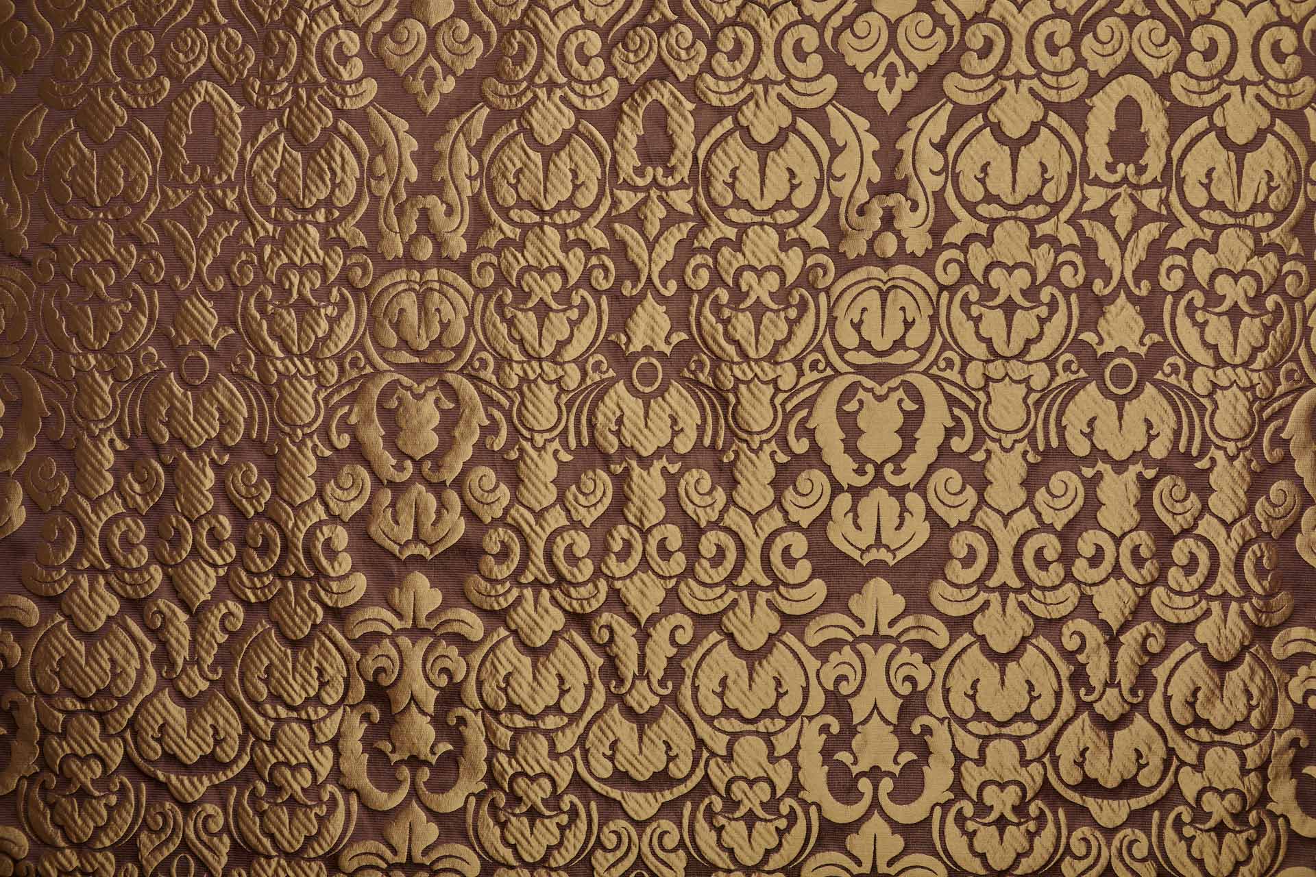 Large Scale Cloaqué Style Brocade - Maroon and Rich gold fabric, image 4 of 11