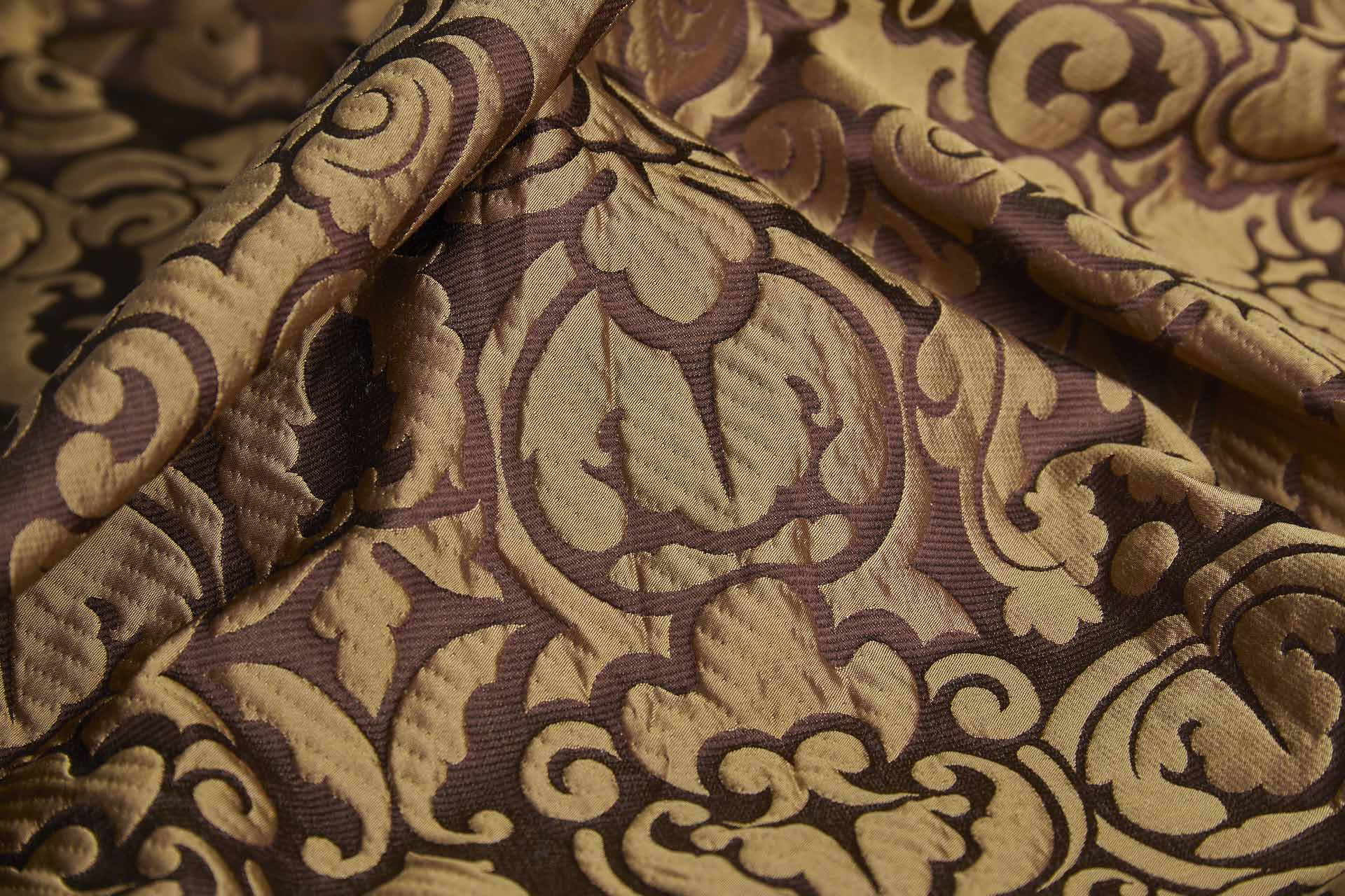 Large Scale Cloaqué Style Brocade - Maroon and Rich gold fabric