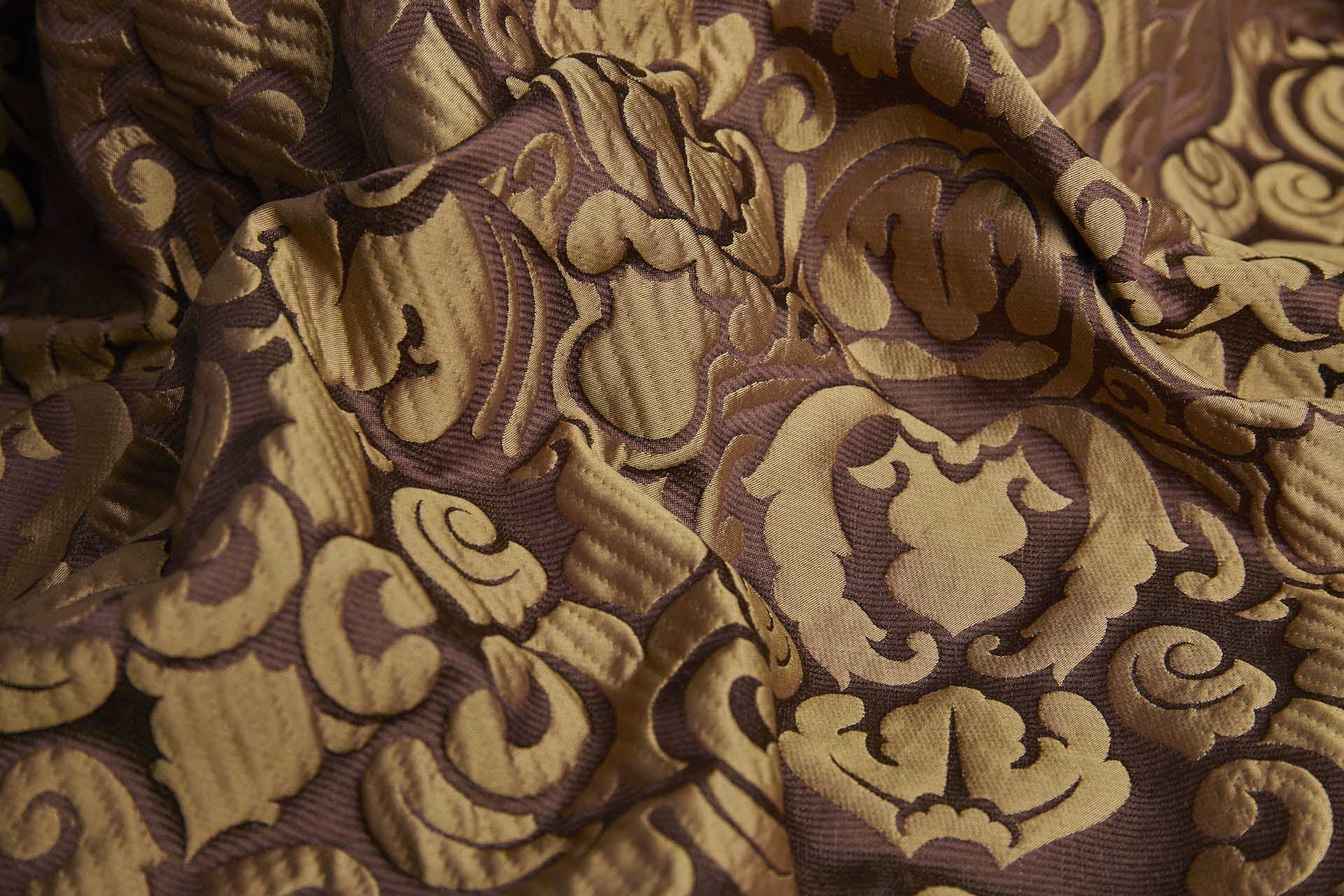 Large Scale Cloaqué Style Brocade - Maroon and Rich gold fabric, image 5 of 11