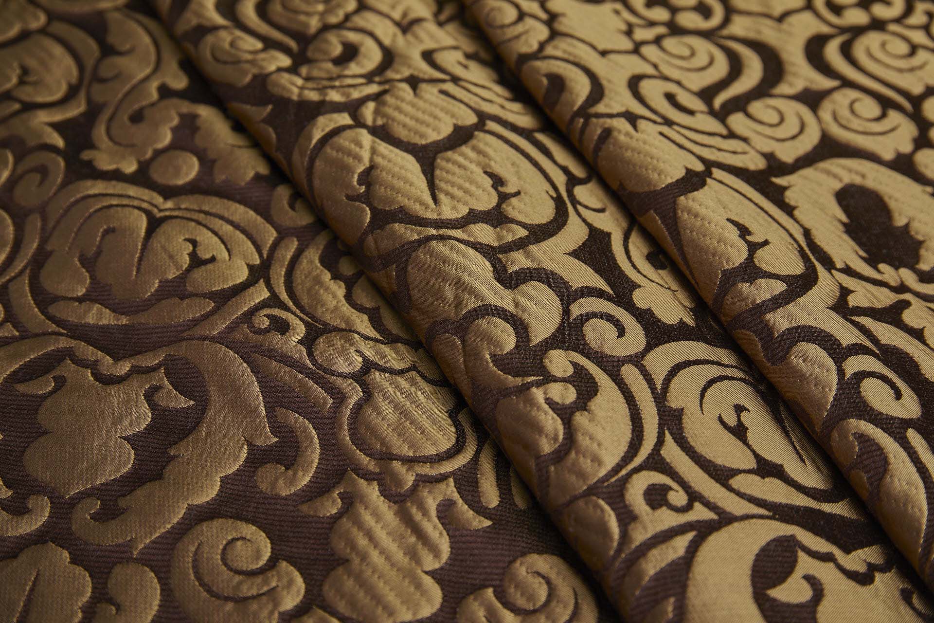 Large Scale Cloaqué Style Brocade - Maroon and Rich gold fabric, image 6 of 11