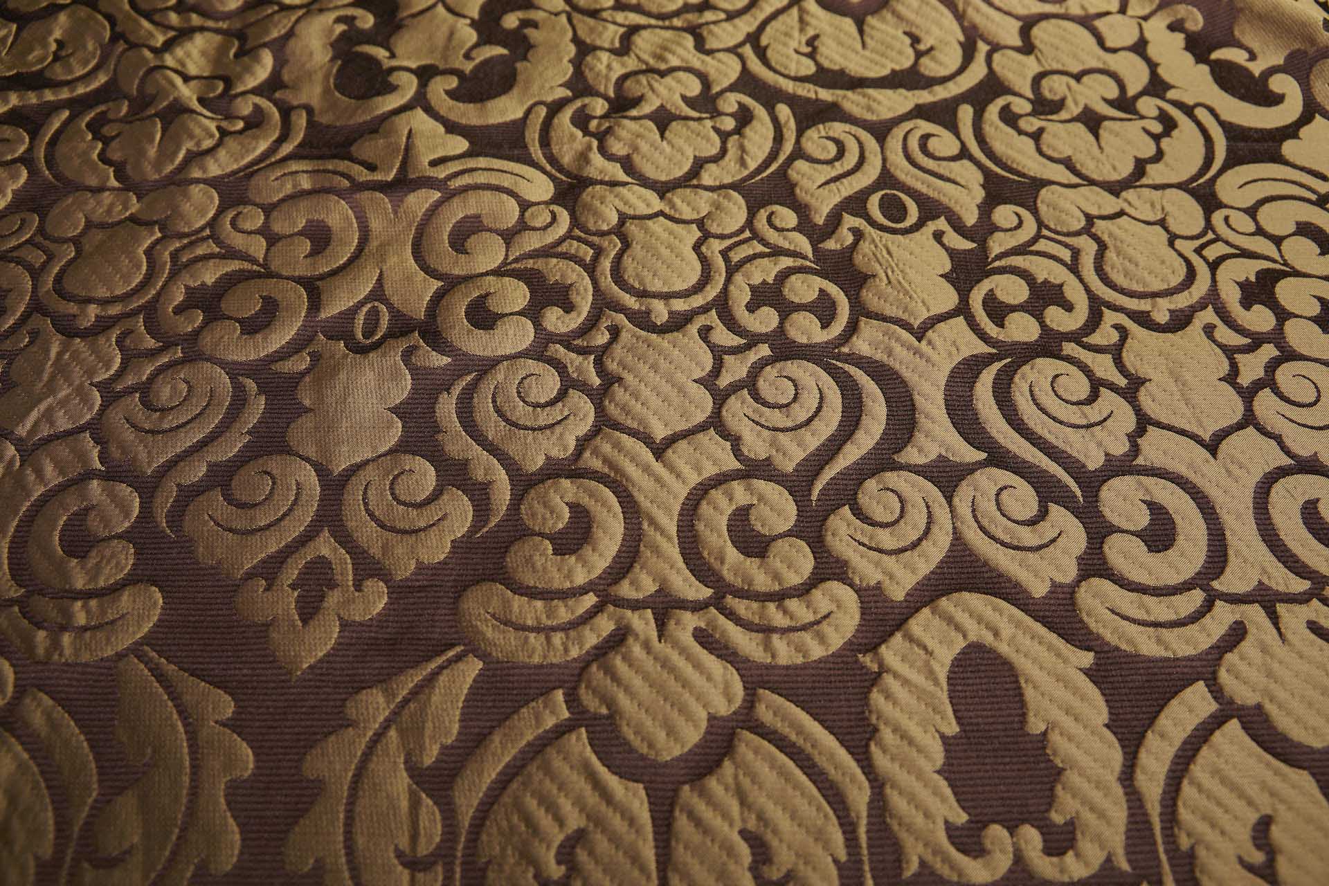 Large Scale Cloaqué Style Brocade - Maroon and Rich gold fabric, image 7 of 11
