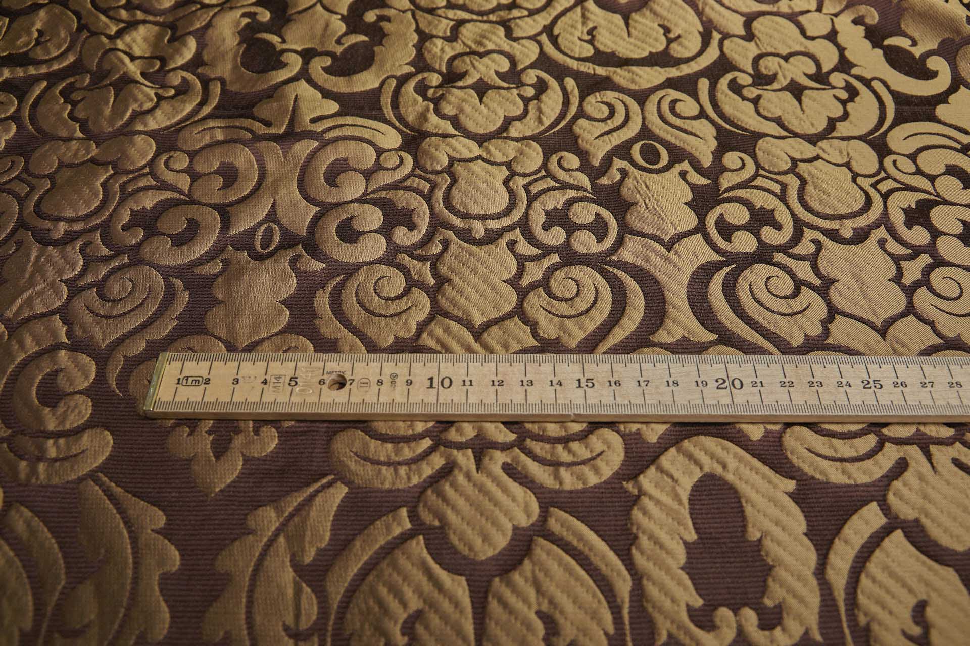 Large Scale Cloaqué Style Brocade - Maroon and Rich gold fabric, image 8 of 11