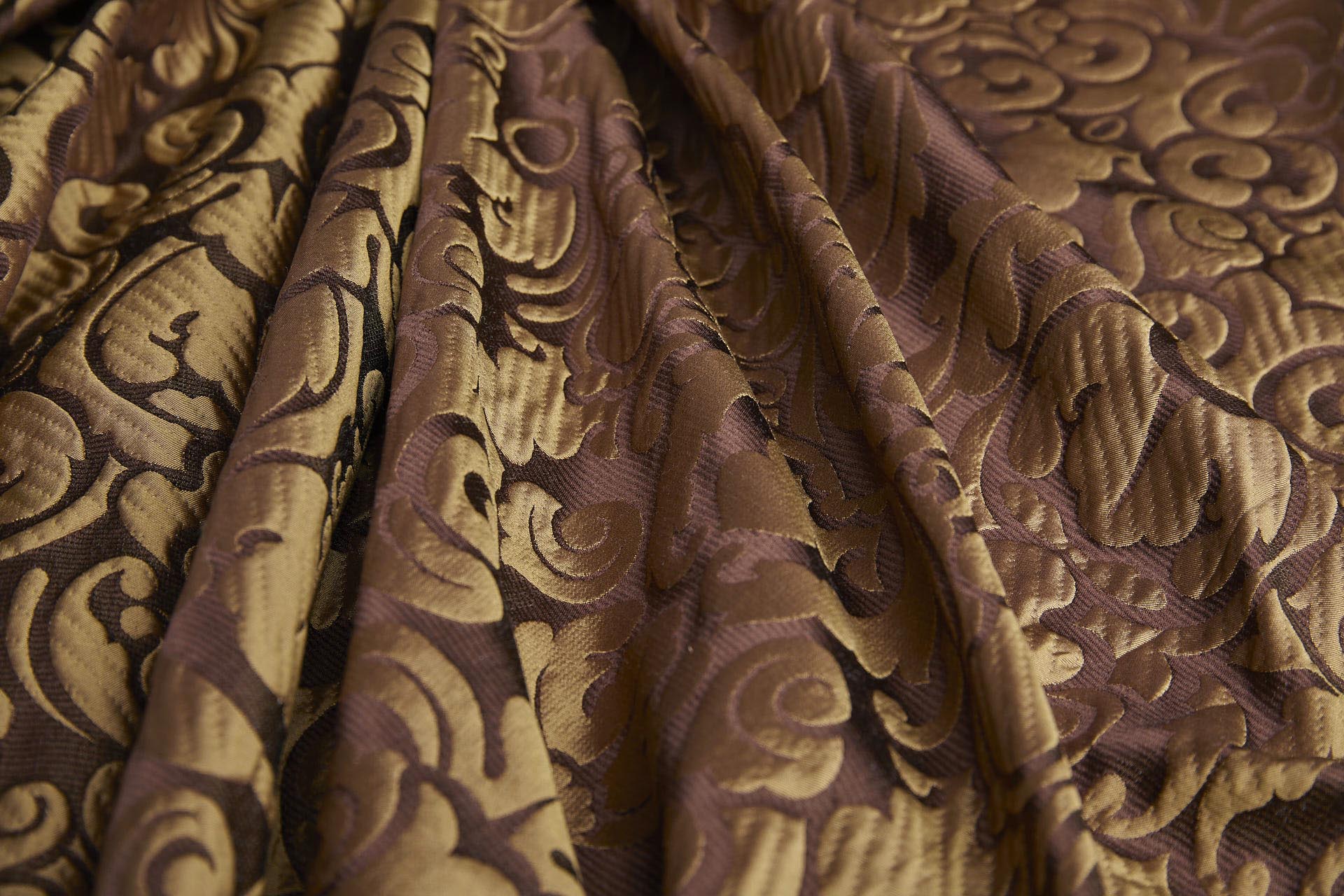 Large Scale Cloaqué Style Brocade - Maroon and Rich gold fabric, image 9 of 11