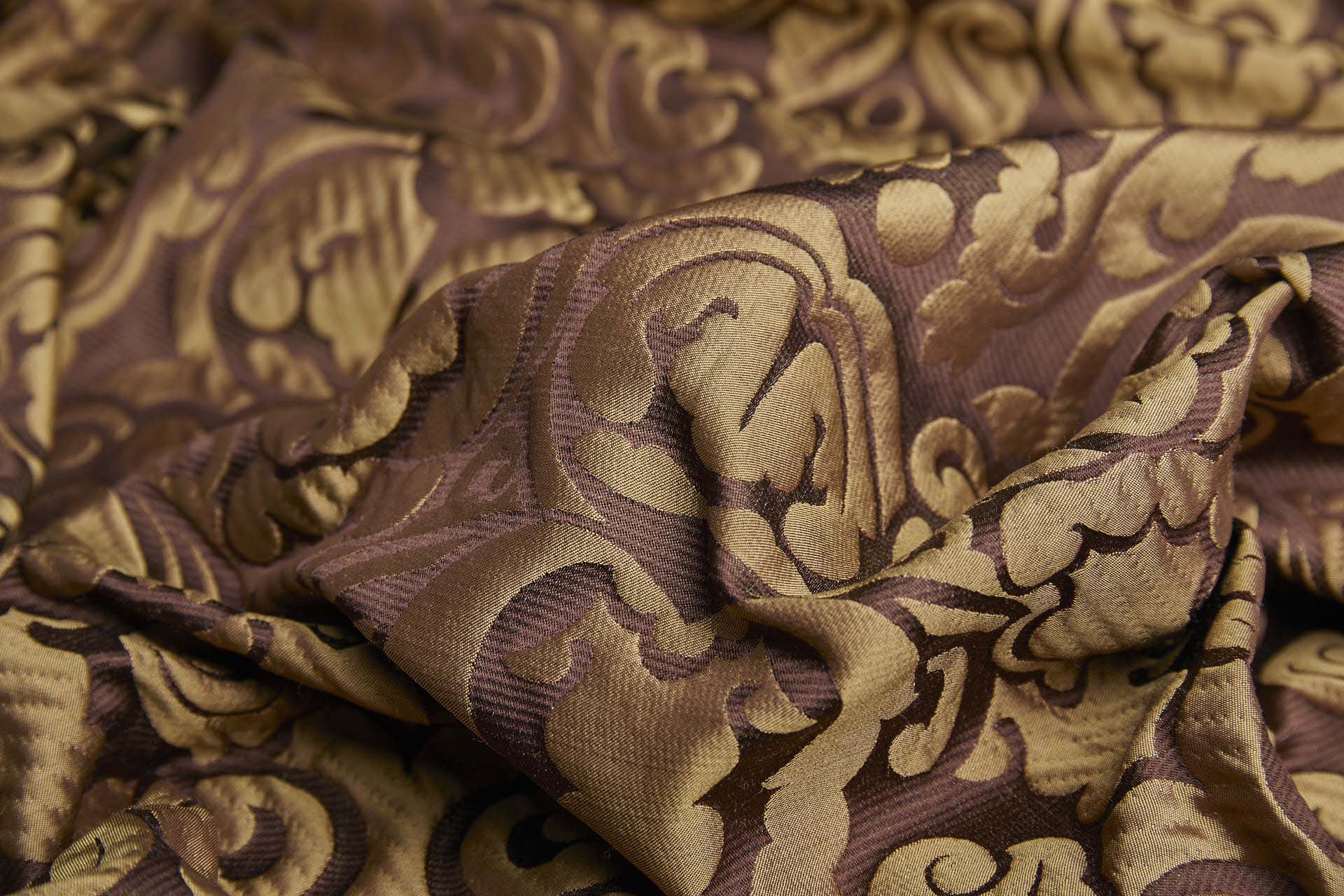 Large Scale Cloaqué Style Brocade - Maroon and Rich gold fabric, image 10 of 11