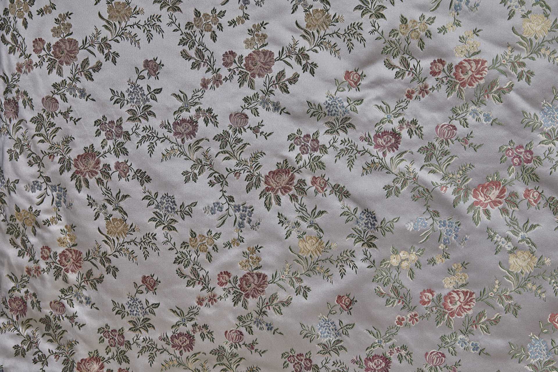 Classic Regency Floral Brocade - Oyster with Coral, Green, Yellow and Blue fabric, image 6 of 12