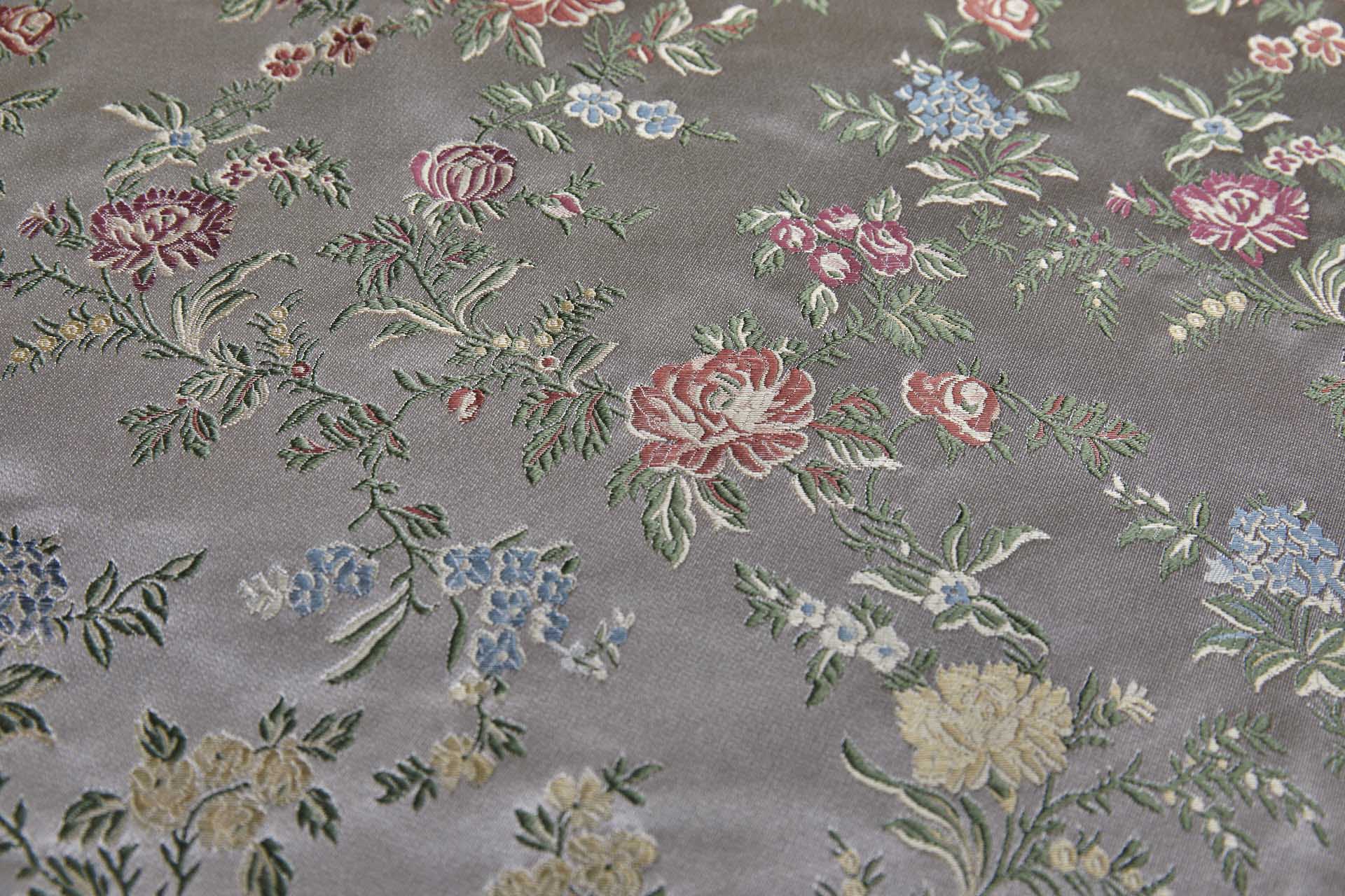 Classic Regency Floral Brocade - Oyster with Coral, Green, Yellow and Blue fabric, image 10 of 12