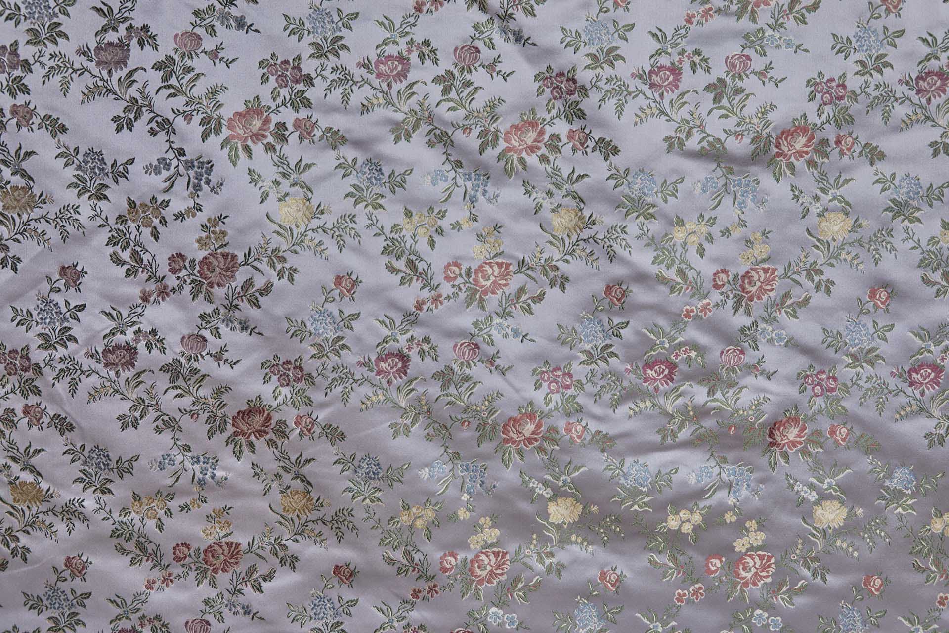 Classic Regency Floral Brocade - Lilac with Coral, Green, Yellow and Blue fabric, image 5 of 14