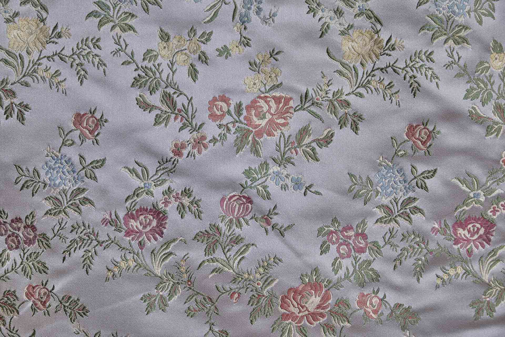 Classic Regency Floral Brocade - Lilac with Coral, Green, Yellow and Blue fabric, image 6 of 14