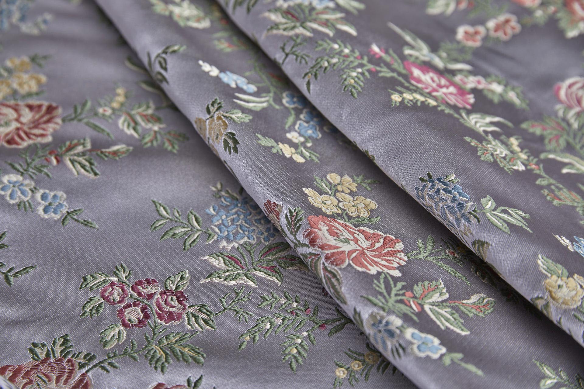 Classic Regency Floral Brocade - Lilac with Coral, Green, Yellow and Blue fabric, image 11 of 14