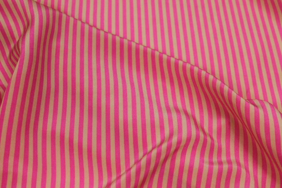 Small Stripe Print Silk Crepe de Chine - Pink and Gold fabric, image 5 of 5