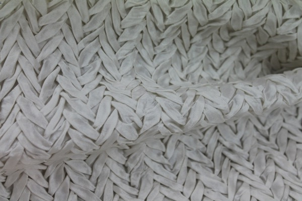 BACK IN STOCK - Pleated Polyester Dupion - Ivory fabric, image 3 of 6