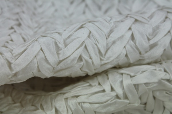 BACK IN STOCK - Pleated Polyester Dupion - Ivory fabric