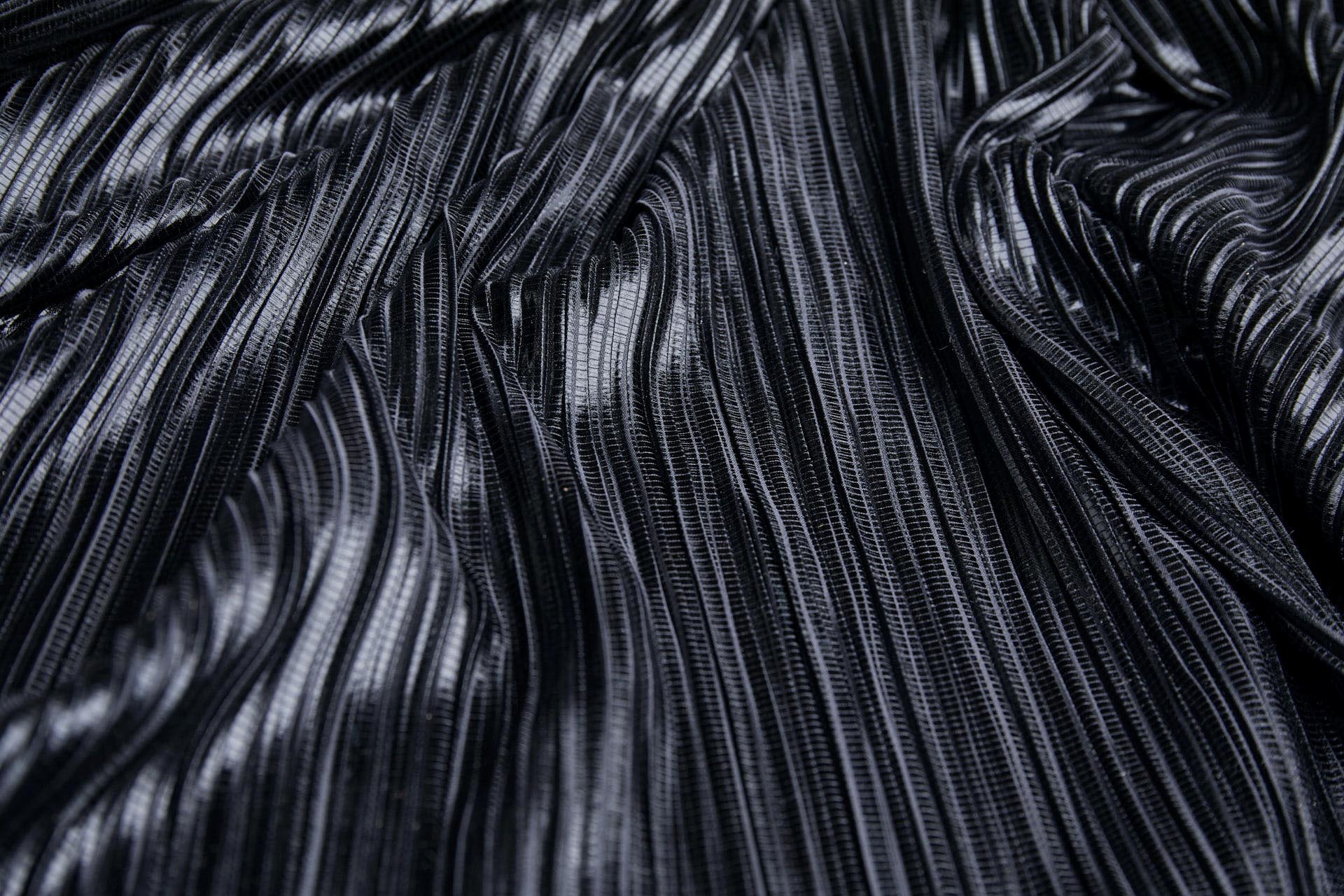 Pleated & Foiled Fluid Lamé - Black fabric, image 7 of 7