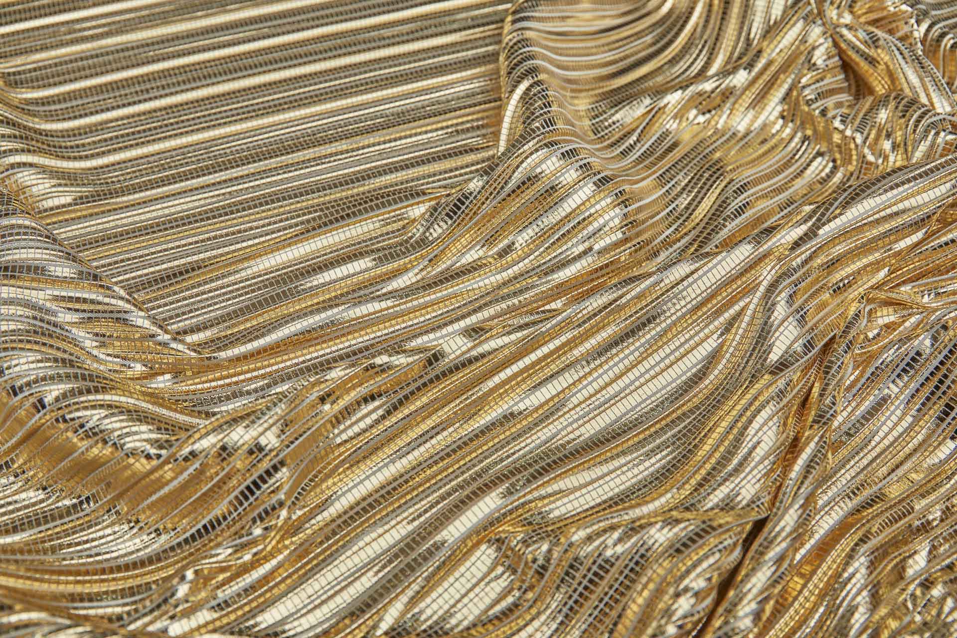 Pleated & Foiled Fluid Lamé - Gold fabric, image 2 of 7