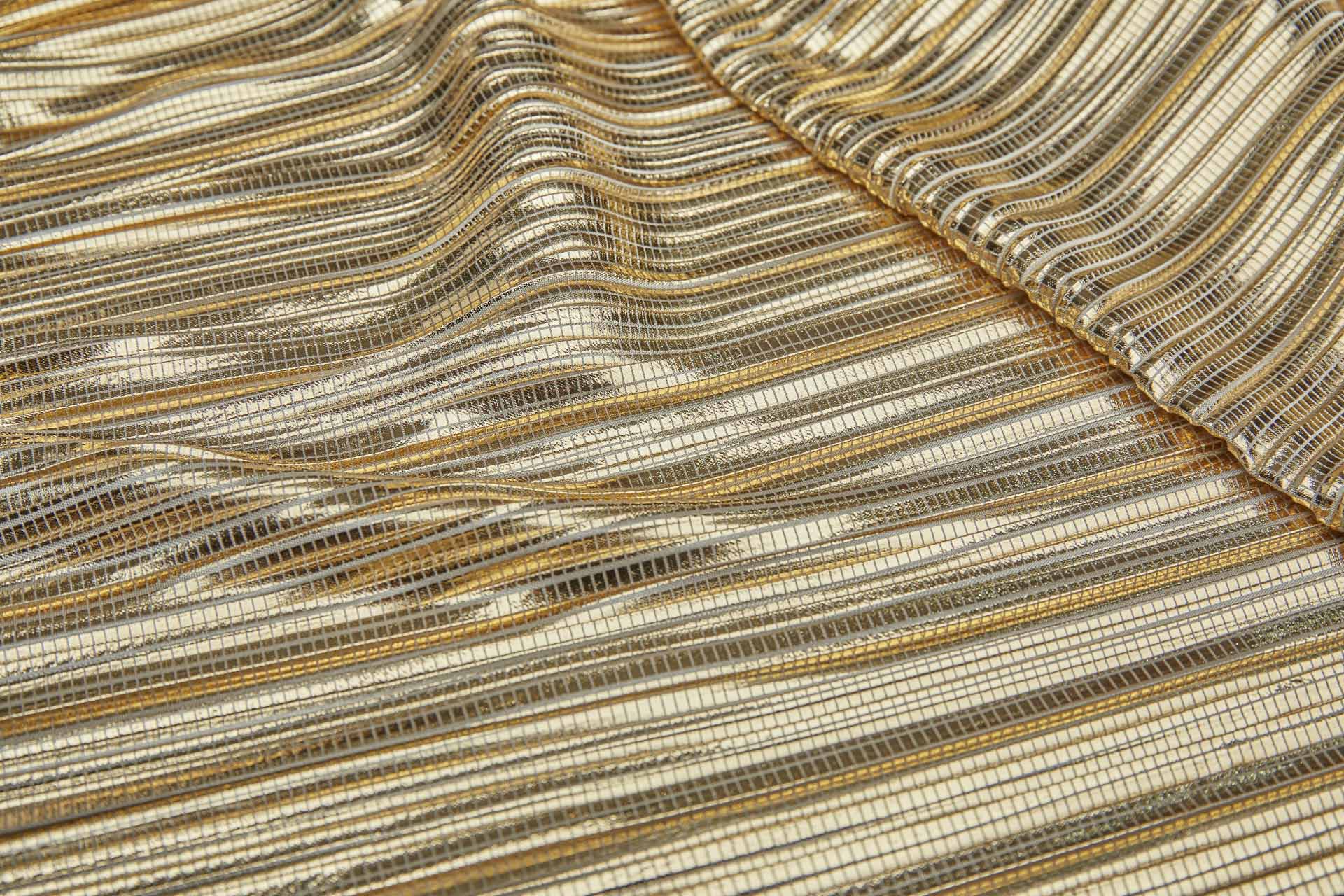 Pleated & Foiled Fluid Lamé - Gold fabric, image 6 of 7